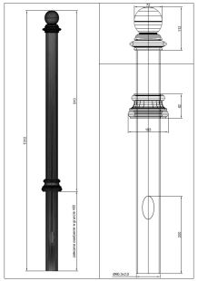 Słupek chodnikowy ozdobny | metalowy, kula, retro, miejski, parkingowy